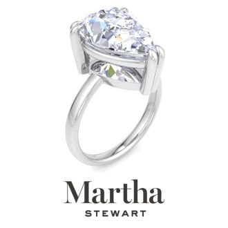 Martha Stewart 5 Carat Pear Shape Lab Grown Diamond Solitaire Engagement Ring In Sterling Silver