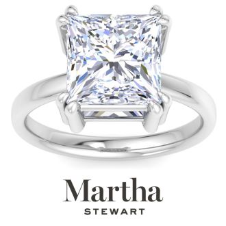 Martha Stewart 5 Carat Princess Cut Lab Grown Diamond Solitaire Engagement Ring In Sterling Silver