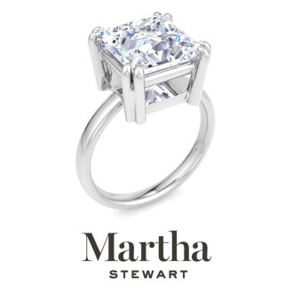 Martha Stewart 5 Carat Princess Cut Lab Grown Diamond Solitaire Engagement Ring In Sterling Silver