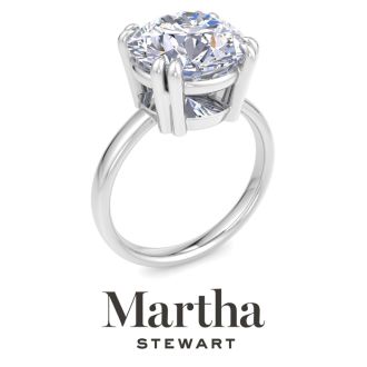 Martha Stewart 5 Carat Round Shape Lab Grown Diamond Solitaire Engagement Ring In Sterling Silver