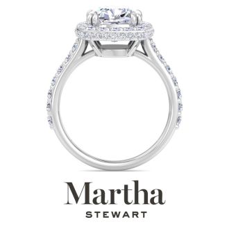 Martha Stewart 4 Carat Cushion Cut Lab Grown Diamond Hidden Halo Engagement Ring In Sterling Silver
