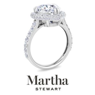 Martha Stewart 4 Carat Heart Shape Lab Grown Diamond Hidden Halo Engagement Ring In Sterling Silver