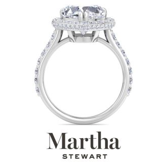 Martha Stewart 4 Carat Heart Shape Lab Grown Diamond Hidden Halo Engagement Ring In Sterling Silver