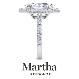 Martha Stewart 4 Carat Marquise Shape Lab Grown Diamond Hidden Halo Engagement Ring In Sterling Silver