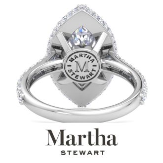 Martha Stewart 4 Carat Marquise Shape Lab Grown Diamond Hidden Halo Engagement Ring In Sterling Silver