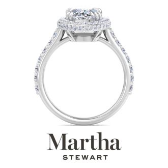 Martha Stewart 4 Carat Marquise Shape Lab Grown Diamond Hidden Halo Engagement Ring In Sterling Silver