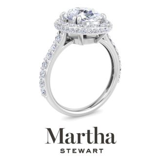Martha Stewart 4 Carat Oval Shape Lab Grown Diamond Hidden Halo Engagement Ring In Sterling Silver