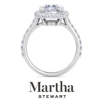 Martha Stewart 4 Carat Oval Shape Lab Grown Diamond Hidden Halo Engagement Ring In Sterling Silver