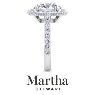 Martha Stewart 4 Carat Oval Shape Lab Grown Diamond Hidden Halo Engagement Ring In Sterling Silver