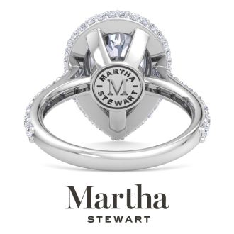 Martha Stewart 4 Carat Pear Shape Lab Grown Diamond Hidden Halo Engagement Ring In Sterling Silver