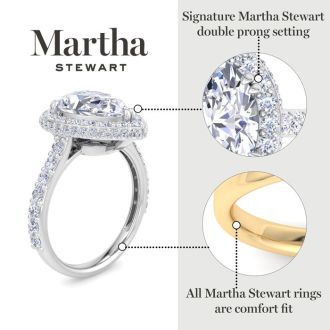 Martha Stewart 4 Carat Pear Shape Lab Grown Diamond Hidden Halo Engagement Ring In Sterling Silver