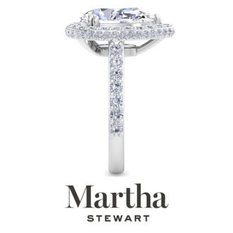 Martha Stewart 4 Carat Pear Shape Lab Grown Diamond Hidden Halo Engagement Ring In Sterling Silver