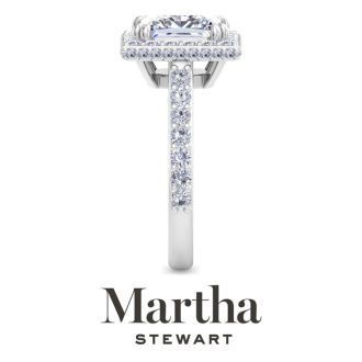Martha Stewart 4 Carat Princess Cut Lab Grown Diamond Hidden Halo Engagement Ring In Sterling Silver