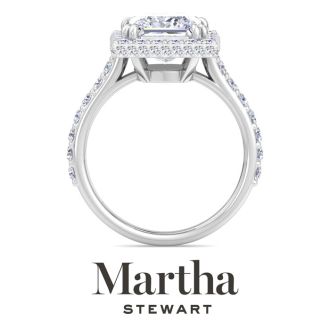 Martha Stewart 4 Carat Princess Cut Lab Grown Diamond Hidden Halo Engagement Ring In Sterling Silver