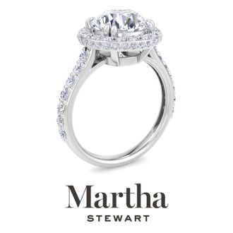 Martha Stewart 4 Carat Round Lab Grown Diamond Hidden Halo Engagement Ring In Sterling Silver
