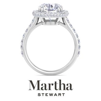 Martha Stewart 4 Carat Round Lab Grown Diamond Hidden Halo Engagement Ring In Sterling Silver