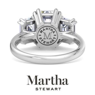 Martha Stewart 5 Carat Emerald Cut Lab Grown Diamond Three Stone Engagement Ring In Sterling Silver