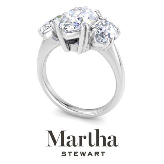 Martha Stewart 5 Carat Marquise Shape Lab Grown Diamond Three Stone Engagement Ring In Sterling Silver