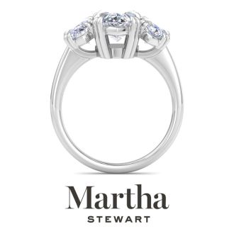 Martha Stewart 5 Carat Marquise Shape Lab Grown Diamond Three Stone Engagement Ring In Sterling Silver