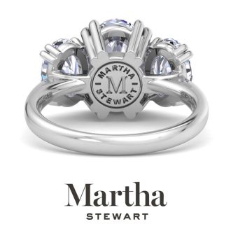 Martha Stewart 5 Carat Oval Shape Lab Grown Diamond Three Stone Engagement Ring In Sterling Silver