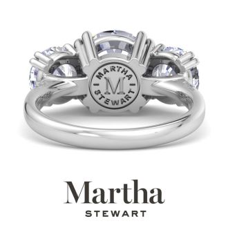 Martha Stewart 5 Carat Round Lab Grown Diamond Three Stone Engagement Ring In Sterling Silver