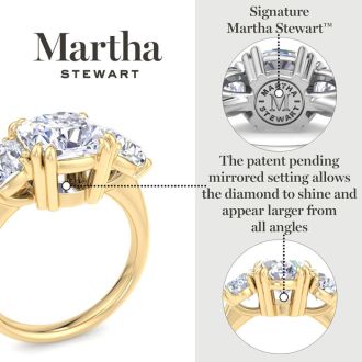 Martha Stewart 5 Carat Round Lab Grown Diamond Three Stone Engagement Ring In Sterling Silver
