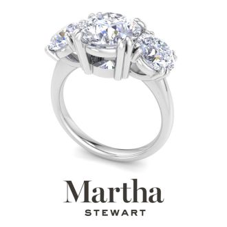 Martha Stewart 5 Carat Round Lab Grown Diamond Three Stone Engagement Ring In Sterling Silver