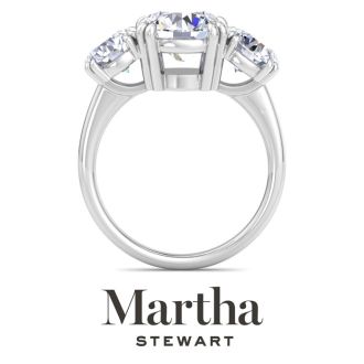 Martha Stewart 5 Carat Round Lab Grown Diamond Three Stone Engagement Ring In Sterling Silver