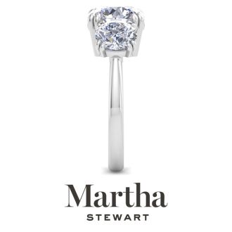 Martha Stewart 5 Carat Round Lab Grown Diamond Three Stone Engagement Ring In Sterling Silver