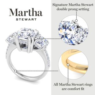 Martha Stewart 5 1/2 Carat Cushion Cut Lab Grown Diamond Three Stone Plus Engagement Ring In Sterling Silver