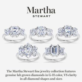 Martha Stewart 5 1/2 Carat Cushion Cut Lab Grown Diamond Three Stone Plus Engagement Ring In Sterling Silver