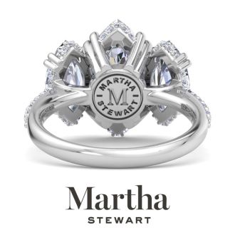 Martha Stewart 5 1/2 Carat Marquise Shape Lab Grown Diamond Three Stone Plus Engagement Ring In Sterling Silver