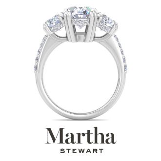 Martha Stewart 5 1/2 Carat Oval Shape Lab Grown Diamond Three Stone Plus Engagement Ring In Sterling Silver