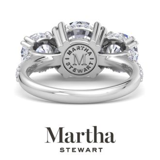 Martha Stewart 5 1/2 Carat Round Lab Grown Diamond Three Stone Plus Engagement Ring In Sterling Silver
