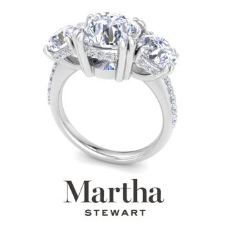 Martha Stewart 5 1/2 Carat Round Lab Grown Diamond Three Stone Plus Engagement Ring In Sterling Silver