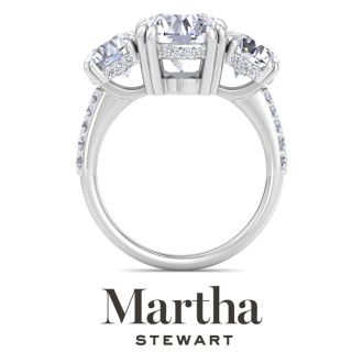 Martha Stewart 5 1/2 Carat Round Lab Grown Diamond Three Stone Plus Engagement Ring In Sterling Silver