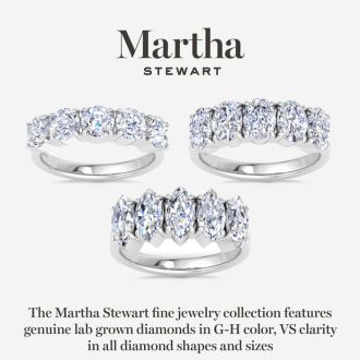 Martha Stewart 3 Carat Marquise Shape Lab Grown Diamond Five Stone Engagement Ring In Sterling Silver