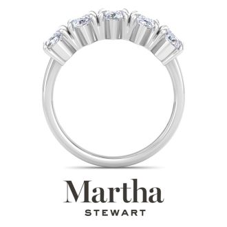 Martha Stewart 3 Carat Marquise Shape Lab Grown Diamond Five Stone Engagement Ring In Sterling Silver