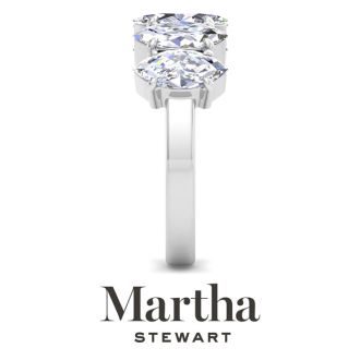 Martha Stewart 3 Carat Marquise Shape Lab Grown Diamond Five Stone Engagement Ring In Sterling Silver