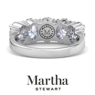 Martha Stewart 3 Carat Oval Shape Lab Grown Diamond Five Stone Engagement Ring In Sterling Silver