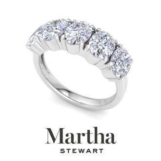 Martha Stewart 3 Carat Oval Shape Lab Grown Diamond Five Stone Engagement Ring In Sterling Silver
