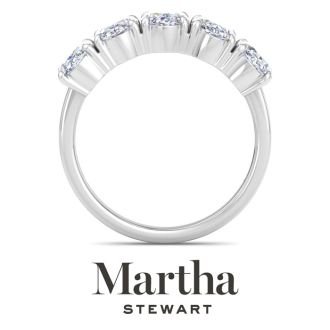 Martha Stewart 3 Carat Oval Shape Lab Grown Diamond Five Stone Engagement Ring In Sterling Silver