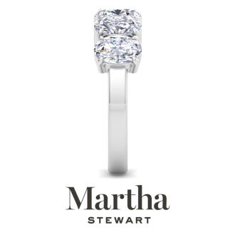Martha Stewart 3 Carat Oval Shape Lab Grown Diamond Five Stone Engagement Ring In Sterling Silver