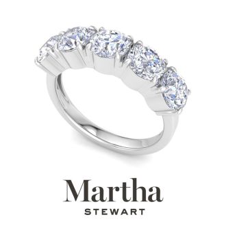 Martha Stewart 3 Carat Round Lab Grown Diamond Five Stone Engagement Ring In Sterling Silver