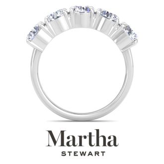 Martha Stewart 3 Carat Round Lab Grown Diamond Five Stone Engagement Ring In Sterling Silver