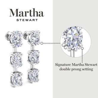 Martha Stewart 5 Carat Oval Shape Lab Grown Diamond Drop Earrings In Sterling Silver