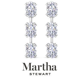 Martha Stewart 5 Carat Oval Shape Lab Grown Diamond Drop Earrings In Sterling Silver