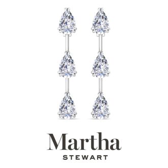 Martha Stewart 5 Carat Pear Shape Lab Grown Diamond Drop Earrings In Sterling Silver