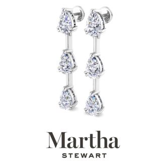Martha Stewart 5 Carat Pear Shape Lab Grown Diamond Drop Earrings In Sterling Silver