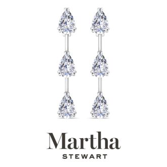 Martha Stewart 5 Carat Pear Shape Lab Grown Diamond Drop Earrings In Sterling Silver